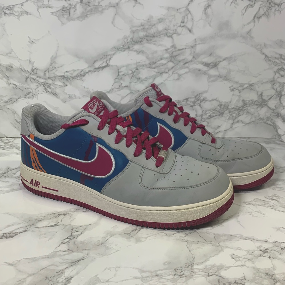 Nike Air Force 1 Shoes Sneakers 488298 045 wolf grey burgundy AF1 Men’s Size 14